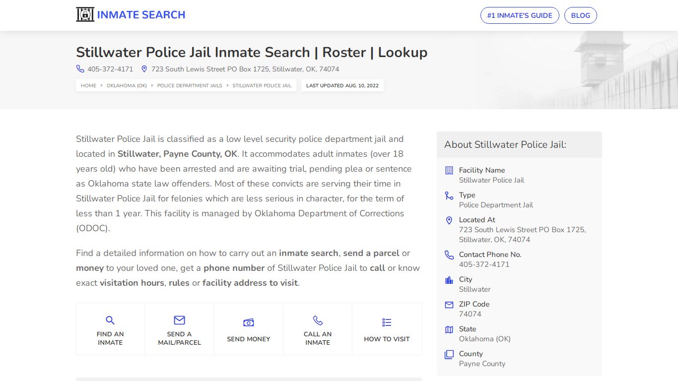 Stillwater Police Jail Inmate Search | Roster | Lookup